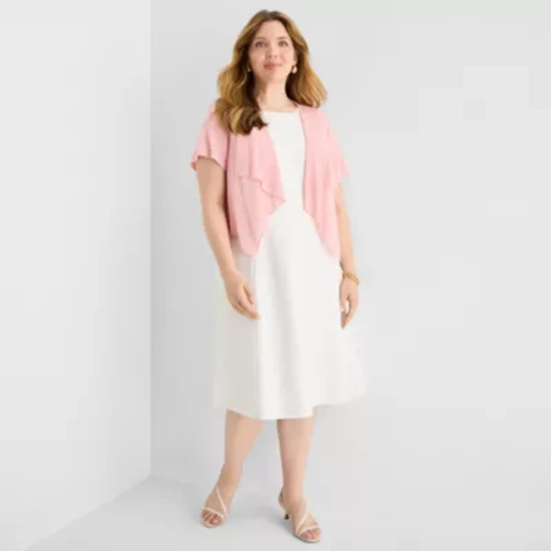 Perceptions Womens Short Sleeve Shrug Plus