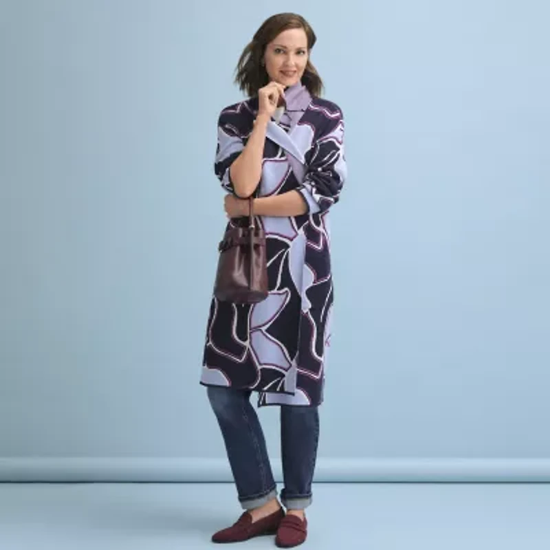 Liz Claiborne Womens Notch Neck Long Sleeve Layered Sweater Tall