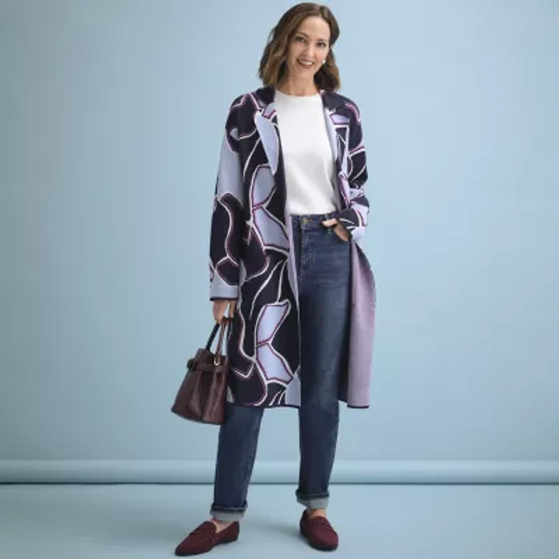 Liz Claiborne Womens Notch Neck Long Sleeve Layered Sweater Tall