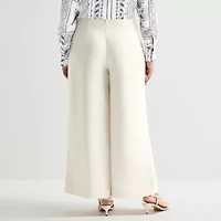 Worthington Womens Plus Wide Leg High Rise Pleated Pant