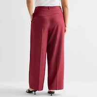 Worthington Womens Plus Straight Mid Rise Trouser