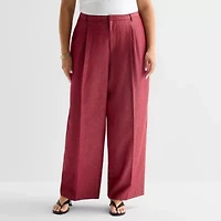 Worthington Womens Plus Straight Mid Rise Trouser