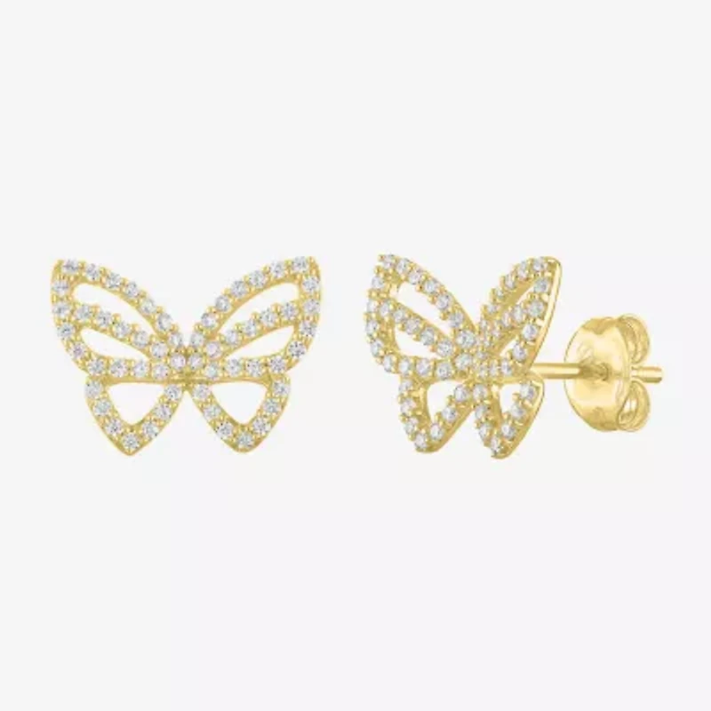 (G-H / Si2-I1) 1/3 CT. T.W. Lab Grown White Diamond 10K Gold 9.5mm Butterfly Stud Earrings