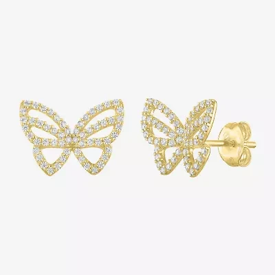 (G-H / Si2-I1) 1/3 CT. T.W. Lab Grown White Diamond 10K Gold 9.5mm Butterfly Stud Earrings