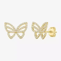 (G-H / Si2-I1) 1/3 CT. T.W. Lab Grown White Diamond 10K Gold 9.5mm Butterfly Stud Earrings