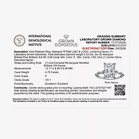 Grown Gorgeous (F / Vs2) Womens 5 1/8 Ct. T.W. Lab White Diamond Platinum Rectangular Side Stone Engagement Ring