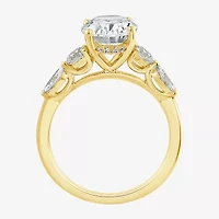 (F / Vs2) Womens 2 3/4 CT. T.W. Lab Grown White Diamond 10K Gold Oval Side Stone 5-Stone Engagement Ring