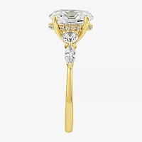 (F / Vs2) Womens 2 3/4 CT. T.W. Lab Grown White Diamond 10K Gold Oval Side Stone 5-Stone Engagement Ring