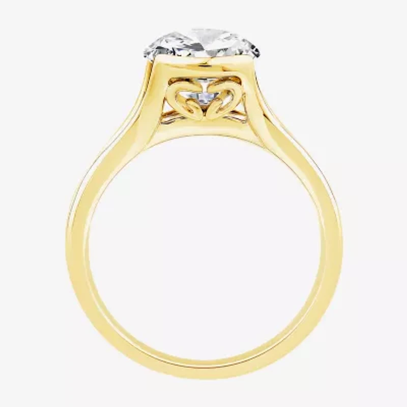 Grown Gorgeous (F / Vs2) Womens 3 7/8 Ct. T.W. Lab White Diamond 14K Gold Oval Side Stone Engagement Ring