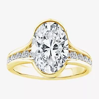 Grown Gorgeous (F / Vs2) Womens 3 7/8 Ct. T.W. Lab White Diamond 14K Gold Oval Side Stone Engagement Ring