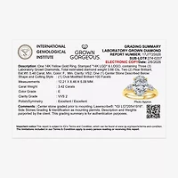 Grown Gorgeous (F / Vs2) Womens 3 3/4 CT. T.W. Lab White Diamond 14K Gold Oval 3-Stone Engagement Ring