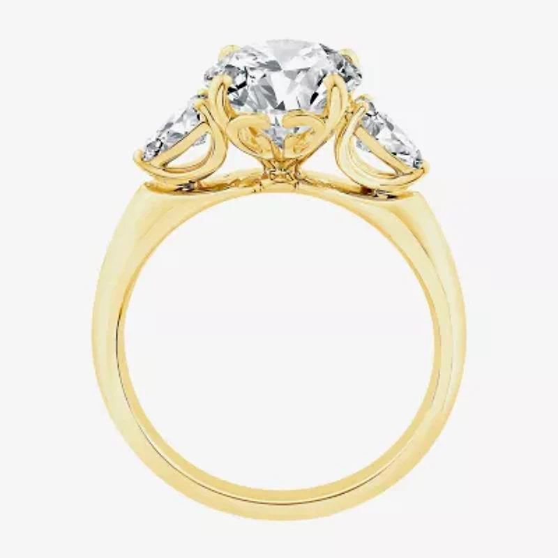 Grown Gorgeous (F / Vs2) Womens 3 3/4 CT. T.W. Lab White Diamond 14K Gold Oval 3-Stone Engagement Ring