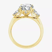 Grown Gorgeous (F / Vs2) Womens 3 3/4 CT. T.W. Lab White Diamond 14K Gold Oval 3-Stone Engagement Ring