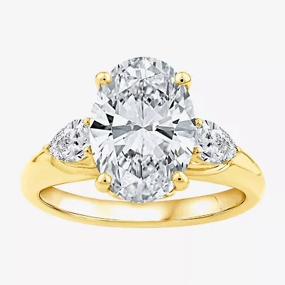 Grown Gorgeous (F / Vs2) Womens 3 3/4 CT. T.W. Lab White Diamond 14K Gold Oval 3-Stone Engagement Ring