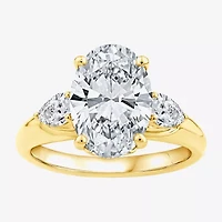 Grown Gorgeous (F / Vs2) Womens 3 3/4 CT. T.W. Lab White Diamond 14K Gold Oval 3-Stone Engagement Ring