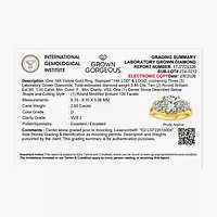 Grown Gorgeous (F / Vs2) Womens 3 3/4 CT. T.W. Lab White Diamond 14K Gold Round 3-Stone Engagement Ring