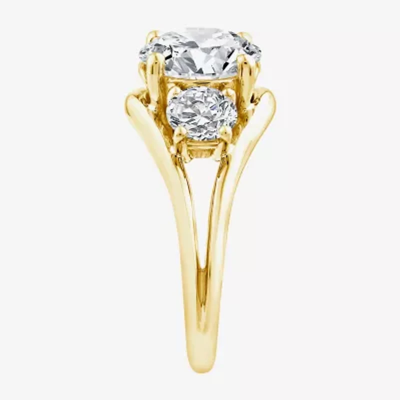 Grown Gorgeous (F / Vs2) Womens 3 3/4 CT. T.W. Lab White Diamond 14K Gold Round 3-Stone Engagement Ring