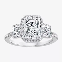 Signature By Modern Bride (F / Vs2) Womens 3 1/2 CT. T.W Lab Grown White Diamond 14K Gold Rectangular Side Stone 3-Stone Engagement Ring