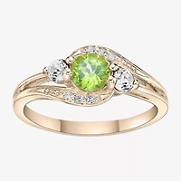 Womens Genuine Green Peridot 18K Gold Over Silver Cocktail Ring