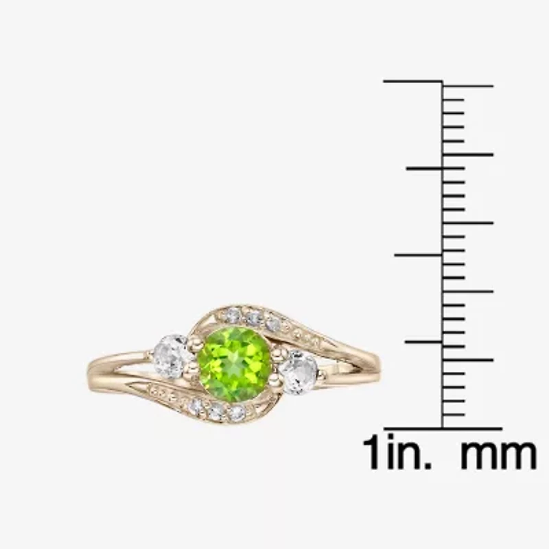 Womens Genuine Green Peridot 18K Gold Over Silver Cocktail Ring