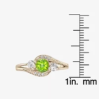 Womens Genuine Green Peridot 18K Gold Over Silver Cocktail Ring
