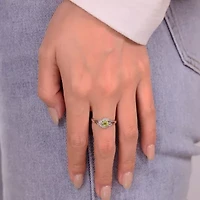Womens Genuine Green Peridot 18K Gold Over Silver Cocktail Ring