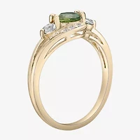 Womens Genuine Green Peridot 18K Gold Over Silver Cocktail Ring