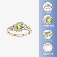 Womens Genuine Green Peridot 18K Gold Over Silver Cocktail Ring