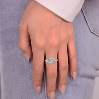 Womens Genuine Blue Topaz 18K Gold Over Silver Cocktail Ring