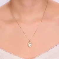 Womens Lab Created White Opal 18K Gold Over Silver Oval 18 Inch Pendant Necklace