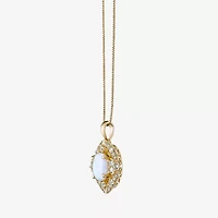 Womens Lab Created White Opal 18K Gold Over Silver Oval 18 Inch Pendant Necklace