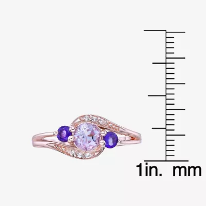 Womens Genuine Purple Amethyst 18K Gold Over Silver Cocktail Ring