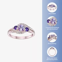 Womens Genuine Purple Amethyst 18K Gold Over Silver Cocktail Ring