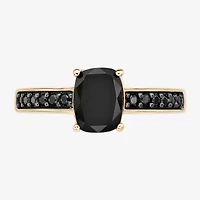 Womens Genuine Black Onyx 18K Gold Over Silver Cocktail Ring