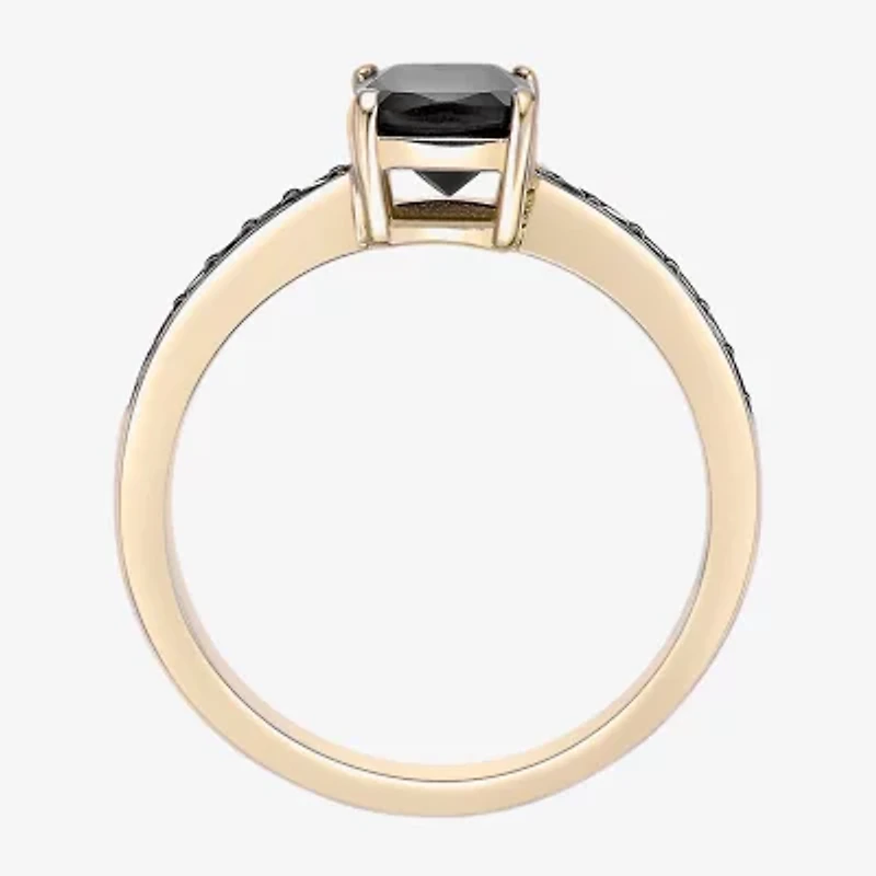 Womens Genuine Black Onyx 18K Gold Over Silver Cocktail Ring