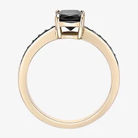 Womens Genuine Black Onyx 18K Gold Over Silver Cocktail Ring