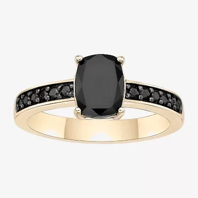 Womens Genuine Black Onyx 18K Gold Over Silver Cocktail Ring