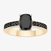 Womens Genuine Black Onyx 18K Gold Over Silver Cocktail Ring