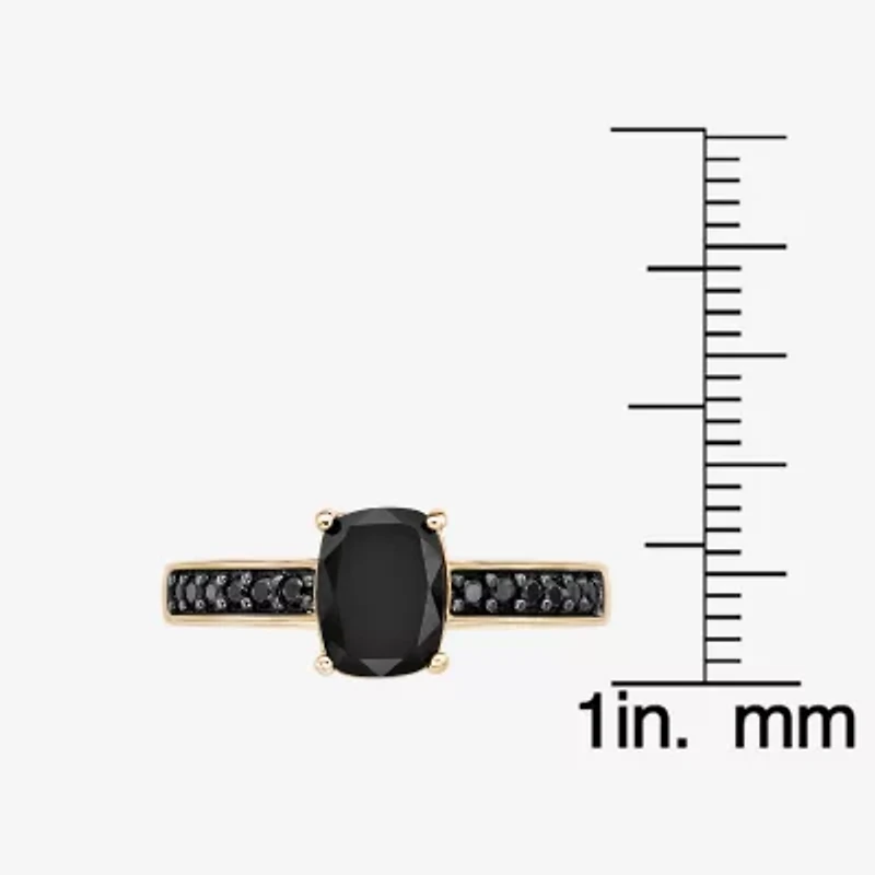 Womens Genuine Black Onyx 18K Gold Over Silver Cocktail Ring