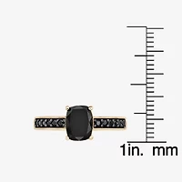 Womens Genuine Black Onyx 18K Gold Over Silver Cocktail Ring