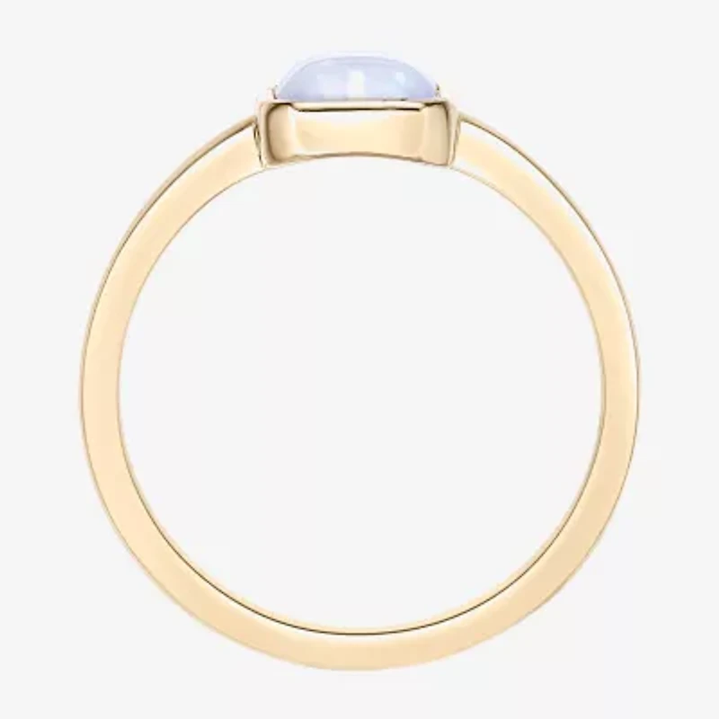 Womens Lab Created White Opal 18K Gold Over Silver Cocktail Ring