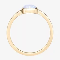 Womens Lab Created White Opal 18K Gold Over Silver Cocktail Ring