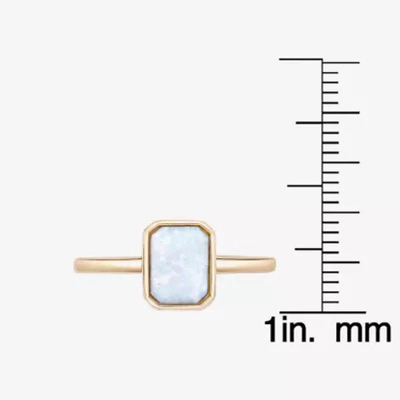 Womens Lab Created White Opal 18K Gold Over Silver Cocktail Ring