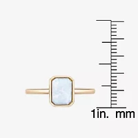 Womens Lab Created White Opal 18K Gold Over Silver Cocktail Ring