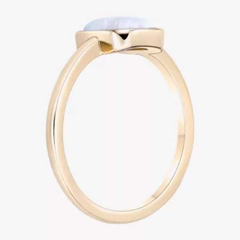 Womens Lab Created White Opal 18K Gold Over Silver Cocktail Ring