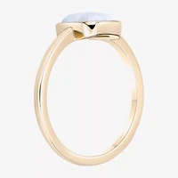 Womens Lab Created White Opal 18K Gold Over Silver Cocktail Ring