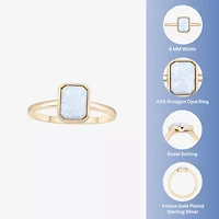 Womens Lab Created White Opal 18K Gold Over Silver Cocktail Ring