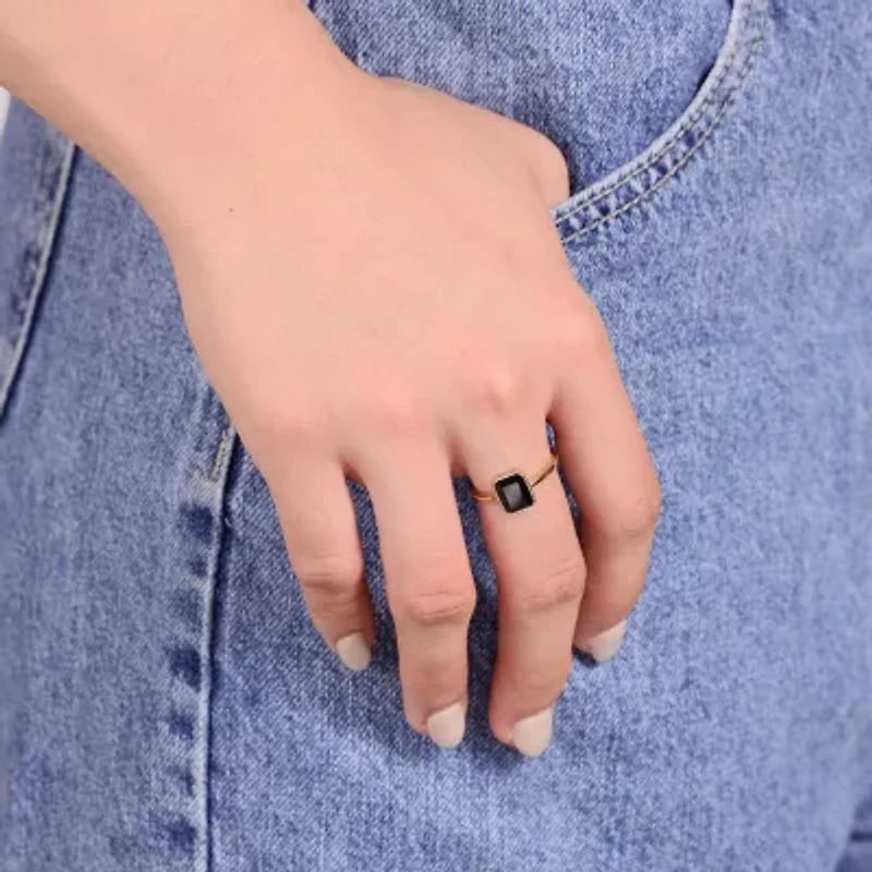 Womens Genuine Black Onyx Sterling Silver Cocktail Ring