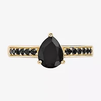 Womens Genuine Black Onyx 18K Gold Over Silver Cocktail Ring