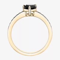 Womens Genuine Black Onyx 18K Gold Over Silver Cocktail Ring